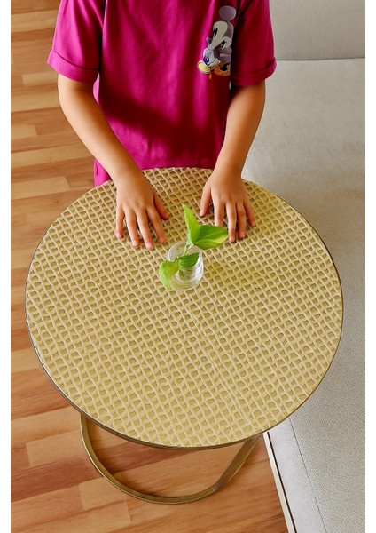 Gold Desenli 3’lü Sehpa Örtüsü Takımı Yıkanabilir Pvc Çeyizlik Kolay Temizlenen Klasik Lüks Model modelleri