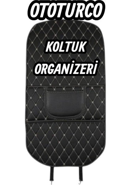 Araç Koltuk Arkası Ototurco Deri Organizer Sıyah-Gümüş