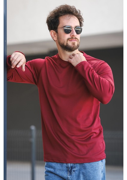 Betti Slim Fit Likralı Petek Kumaş Bisiklet Yaka Erkek Uzun Kol Tshirt modelleri