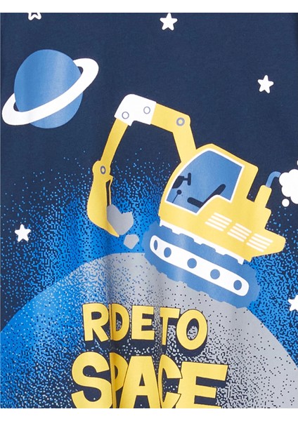 Lcw Kids Lacivert Bisiklet Yaka Baskılı Erkek Çocuk Pijama Takımı modelleri