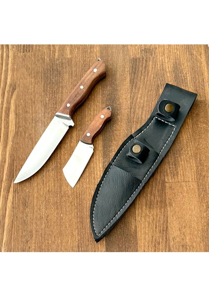 Av Bıçağı Kamp Bıçağı Baba Oğul Çift Bıçak Avcı Bıçağı Kılıf Hediyeli HGUG215