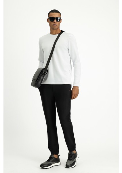 Bisiklet Yaka Regular Fit Pamuklu Sweatshirt fırsatları