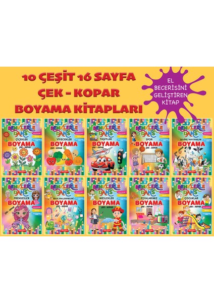 Renklerle Dans Boyama 10 Çeşit Her Biri 16 Sayfa