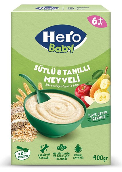 Sütlü 8 Tahıllı Meyveli Kaşık Mama 400GR