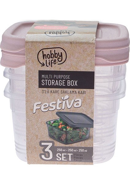 Festiva Kare Saklama Kabı 250ML - Pembe fiyatları