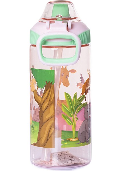 Pipetli Tritan Çocuk Su Matarası 500 ml Pembe-Yeşil modelleri