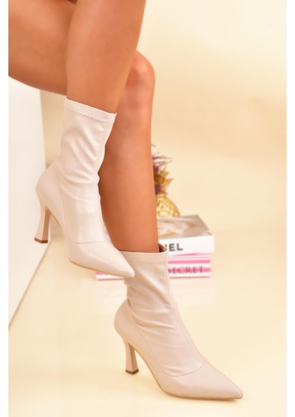 Sivri Burun Şık Çorap Streç Günlük Kadeh Topuk Bot Yarım Çizme modelleri