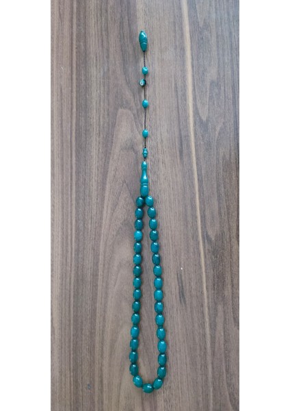 Kehribar Tesbih – 9x7 mm Ölçülerinde-Usta Imzalı-Yeşil Renk - Hediyelik