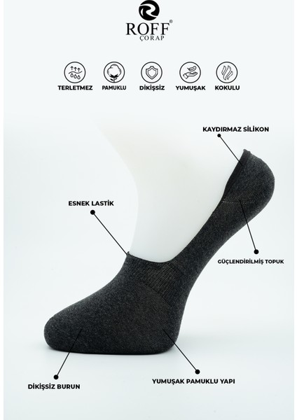 Pamuklu Erkek Babet Çorap Dikişsiz Görünmez Kaydırmaz Topuk Silikonlu 6’lı Paket fiyatları