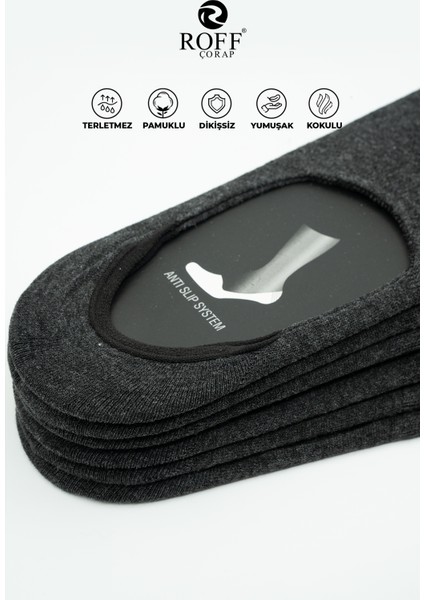 Pamuklu Erkek Babet Çorap Dikişsiz Görünmez Kaydırmaz Topuk Silikonlu 6’lı Paket modelleri