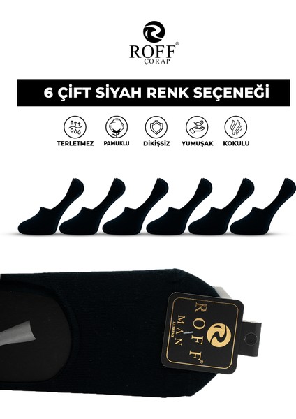 Pamuklu Erkek Babet Çorap Dikişsiz Görünmez Kaydırmaz Topuk Silikonlu 6’lı Paket