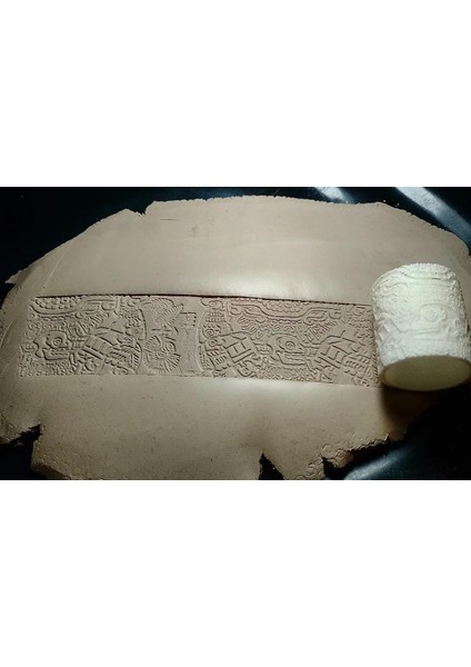 6 cm Doku Rulosu Aztek Antik Silindir Mühür Seramik&polimer Kil Desen Oklavası- Aztec1