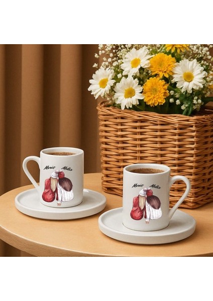 Kişiye Özel Ikili Arkadaş Temalı Türk Kahvesi Fincan Seti – Hediyelik