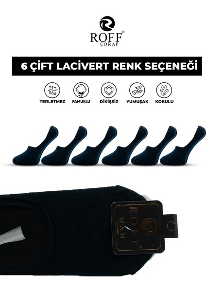 Pamuklu Erkek Babet Çorap Dikişsiz Görünmez Kaydırmaz Topuk Silikonlu 6’lı Paket