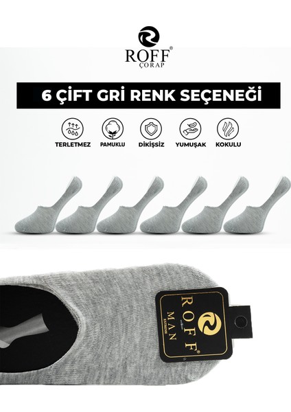 Pamuklu Erkek Babet Çorap Dikişsiz Görünmez Kaydırmaz Topuk Silikonlu 6’lı Paket