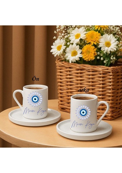 Nazar Boncuklu Kişiye Özel Türk Kahvesi Fincanı – Isim Yazılı Hediyelik 1 Adet