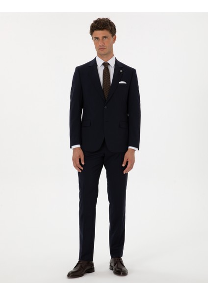 Erkek Lacivert Slim Fit %100 Yün Takım Elbise 50313966-VR033