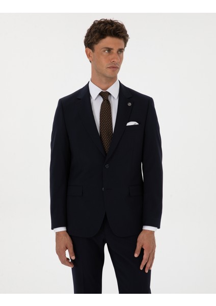 Erkek Lacivert Slim Fit %100 Yün Takım Elbise 50313966-VR033 modelleri