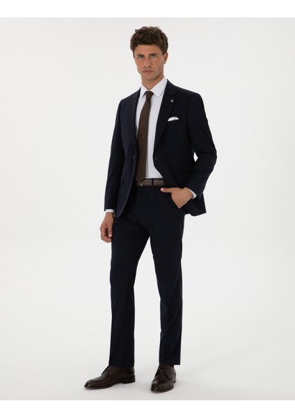 Erkek Lacivert Slim Fit %100 Yün Takım Elbise 50313966-VR033 fırsatları