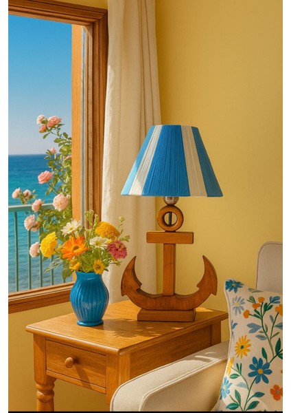 Ahşap Çapa Masa Lambası Ahşap Abajur