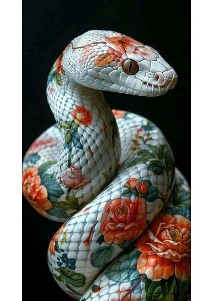 Gül Dövmeli Yılan Ev Duvar Salon Güzellik Salonu Ofis Dükkan Dekarasyon Kanvas Tablo fiyatları