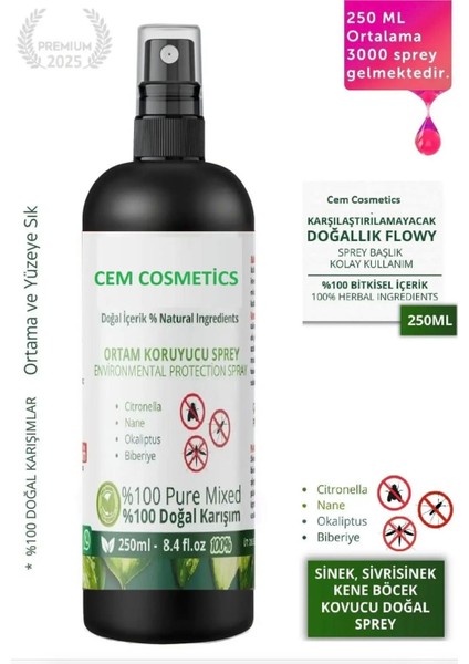 Sivrisinek, Sinek ve Haşere Böcek Kovucu Doğal Sprey Citronella Limon Otu Yağı Okaliptus