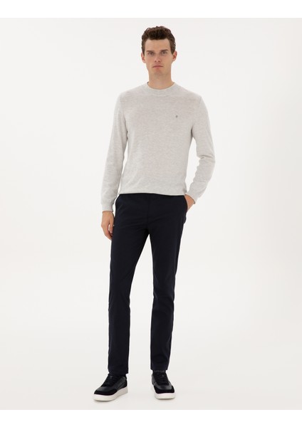 Erkek Lacivert Slim Fit Kanvas Pantolon 50315265-VR033