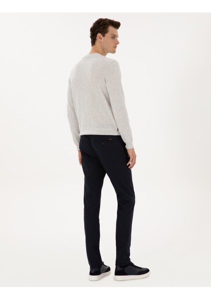 Erkek Lacivert Slim Fit Kanvas Pantolon 50315265-VR033 fırsatları