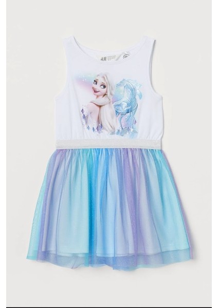 Elsa Baskılı Tütü Kız Çocuk Elbise