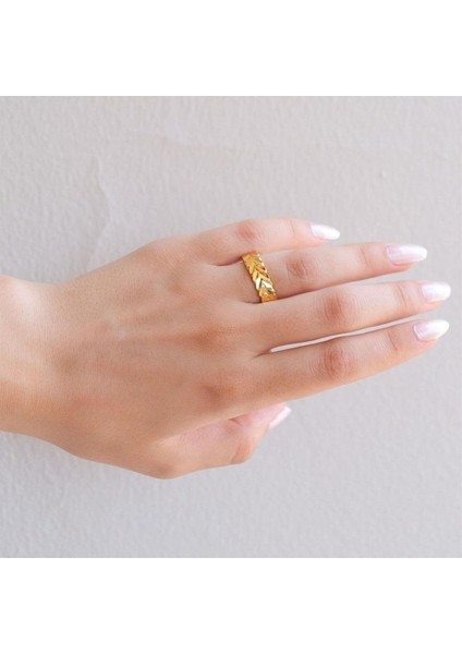 Çelik Yüzük Kadın Altın Kaplama Arpa Model YZK-460 fiyatları