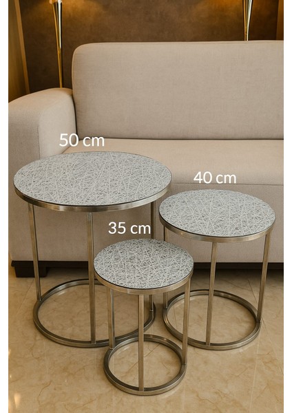 Modern Çeyizlik 3’lü Sehpa Örtüsü Takımı Dayanıklı Pvc Kolay Temizlenen Lüks Model