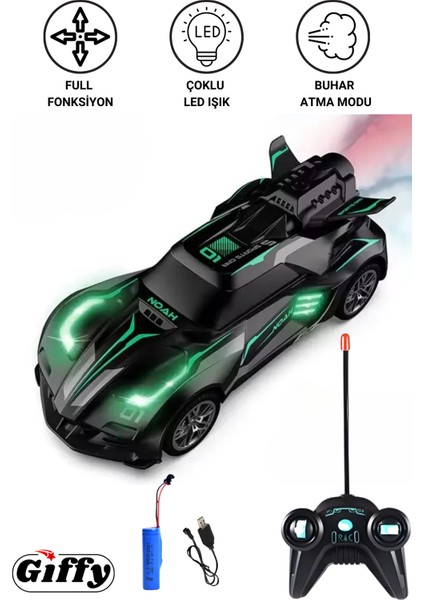 Oyuncak 1:20 Uzaktan Kumandalı Şarjlı Duman Çıkartan Işıklı Araba Buhar Çıkartan Drift Atan Araba