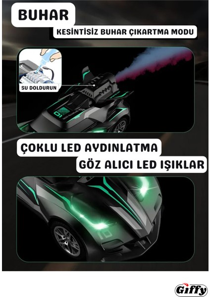 Oyuncak 1:20 Uzaktan Kumandalı Şarjlı Duman Çıkartan Işıklı Araba Buhar Çıkartan Drift Atan Araba indirimleri