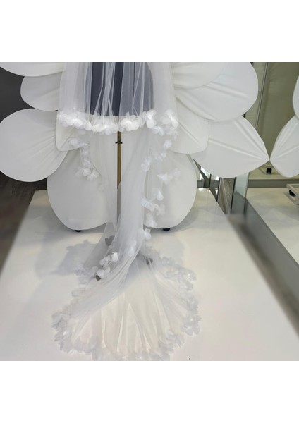 Çift Kat Daire Duvak,3 Boyutlu Çiçekli 3Mt En