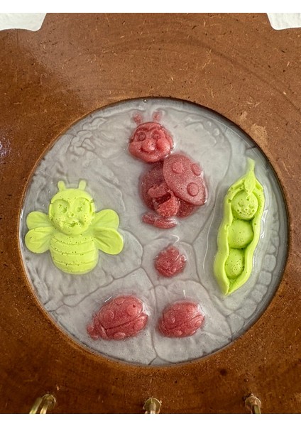 - Uğur Böceği ve Arı Figürlü - Epoksi Ahşap Anahtar Askılığı (Tek Ürün) - Çap: 18 cm fiyatları