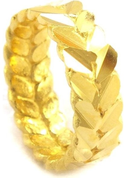 Çelik Yüzük Kadın Altın Kaplama Arpa Model YZK-460