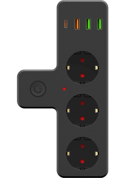 Termal Akım Korumalı Isıya Dayanıklı 3’lü Priz 3x USB 1x Type-C - Lisinya