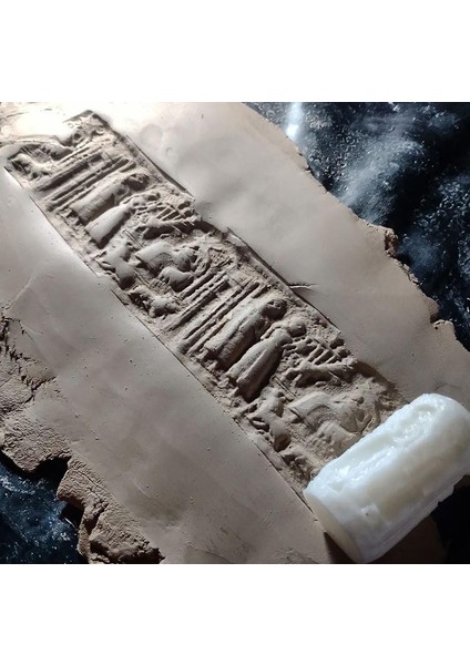 9 cm Doku Silindiri Sümer Antik Silindir Mühür Seramik&polimer Kil Desen Oklavası-Sümer8