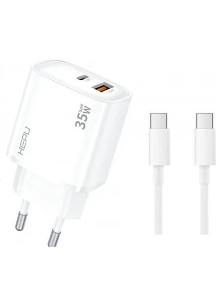 35W Hızlı Şarj Adaptör – USB & Type-C Çıkış, Type-C Kablo Dahil