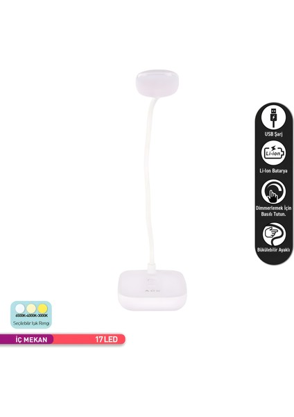 Modern Tasarımlı Şarjlı LED Masa Lambası Ayarlanabilir Işık