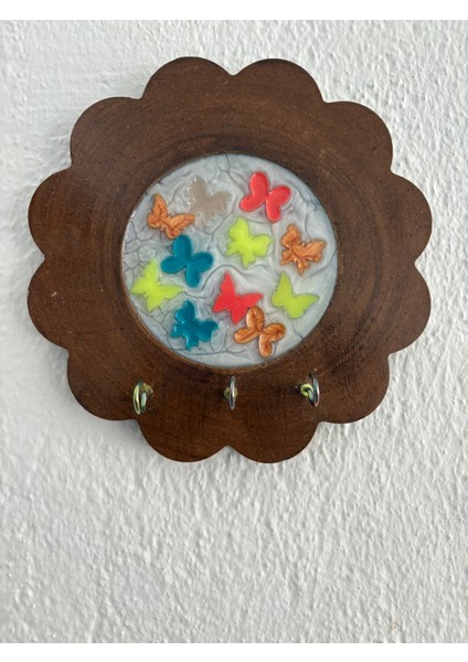 - Arı ve Uğur Böceği Figürlü - Epoksi Ahşap Anahtar Askılığı (Tek Ürün) - Çap: 18 cm