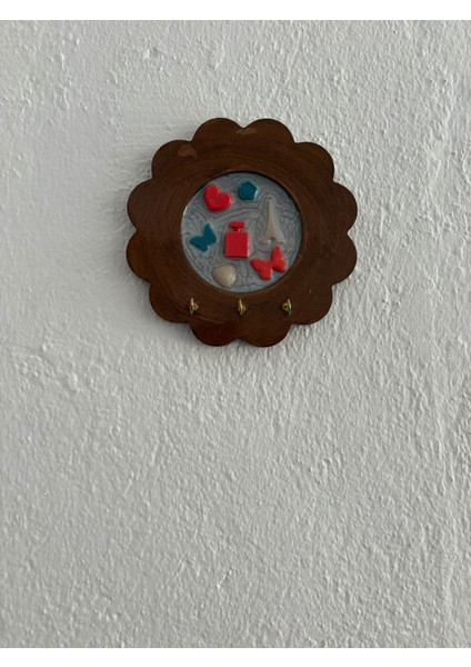 - Renkli Ayıcık Figürlü - Epoksi Ahşap Anahtar Askılığı (Tek Ürün) - Çap: 18 cm modelleri