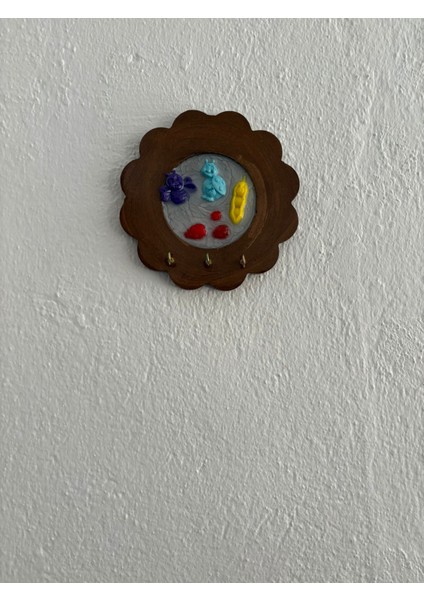 - Mor Arı ve Mavi Uğur Böceği Figürlü - Epoksi Ahşap Anahtar Askılığı (Tek Ürün) - Çap: 18 cm modelleri