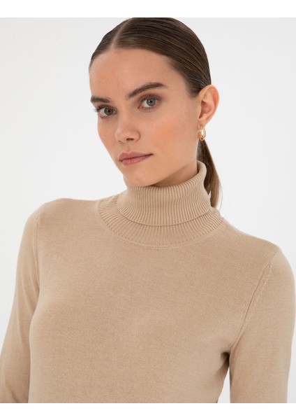 Kadın Bej Slim Fit Basic Kazak 50315747-VR011 fiyatları