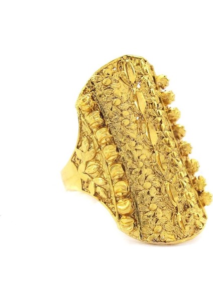 Çelik Yüzük Kadın Altın Kaplama Çiçek Desenli Kaburga YZK-492 modelleri