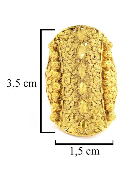Çelik Yüzük Kadın Altın Kaplama Çiçek Desenli Kaburga YZK-492 fırsatları