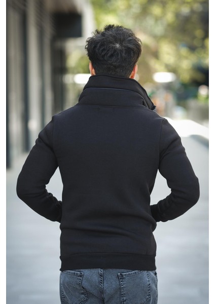 Fokt Üç Ip Şardonlu Parça Detaylı Gizli Kapüşonlu Erkek Sweatshirt fırsatları