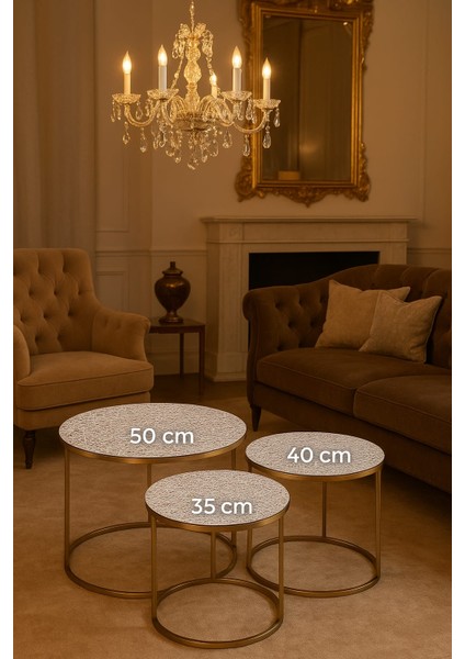 Klasik Tarz Pvc 3’lü Sehpa Örtüsü Seti Silinebilir Kaymaz Tabanlı Kullanışlı ve Şık Sehpa Örtüleri