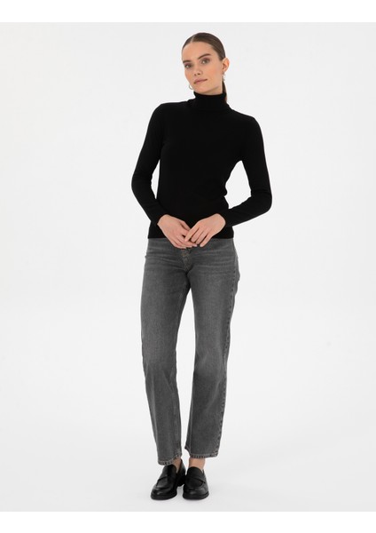 Kadın Siyah Slim Fit Basic Kazak 50315747-VR046 fırsatları