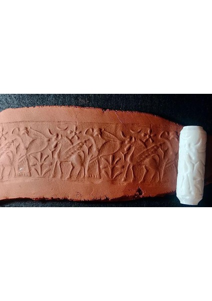 10 cm Doku Silindiri Sümer Antik Silindir Mühür Seramik&polimer Kil Desen Oklavası-Sümer5